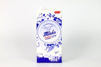 Trvanlivé mlieko plnotučné COOP 3,5 % 1 l